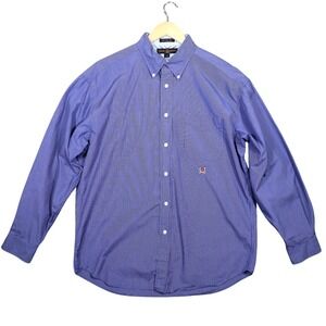 Tommy Hilfiger Golf‎ Mens Button Down Shirt Long Sleeve Blue Gingham Size Large